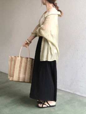 「reca（レカ）のアイテム（かごバッグ）」を使った、no＊さん（レディース・160cm）の夏コーディネート