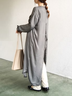 「プリーツバッグ」｜「アイテム（シャツワンピース）」を使った、no＊さん（レディース・160cm）の秋コーディネート