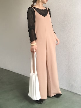 「プリーツバッグ」｜「アイテム（オールインワン・サロペット）」を使った、no＊さん（レディース・160cm）の秋コーディネート