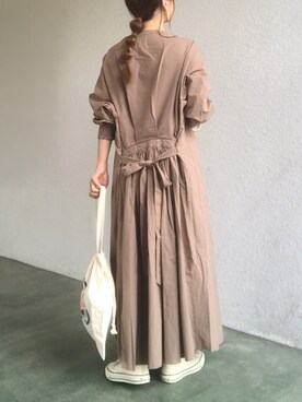 「OMNES Another Edition（オムネス アナザーエディション）のアイテム（シャツワンピース）」を使った、no＊さん（レディース・160cm）の秋コーディネート