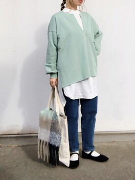 「Ambre Neige（アンブルネージュ）のバンドカラールーズチュニックシャツ／【WEB/EC限商品定商品】（シャツ/ブラウス）」を使った、no＊さん（レディース・160cm）の秋コーディネート