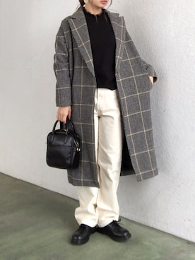 「ap retro（アプレトロ）のストレートデニムパンツ【ZOZO限定アイテム】（デニムパンツ）」を使った、no＊さん（レディース・160cm）の冬コーディネート