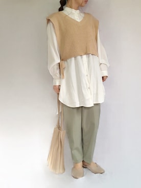 「Ambre Neige（アンブルネージュ）のバンドカラールーズチュニックシャツ／【WEB/EC限商品定商品】（シャツ/ブラウス）」を使った、no＊さん（レディース・160cm）の冬コーディネート