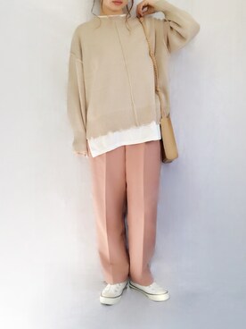 「RETRO GIRL（レトロガール）のフェイクレイヤードダメージニット（その他トップス）」を使った、no＊さん（レディース・160cm）の冬コーディネート