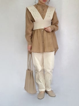 「ap retro（アプレトロ）の刺繍デザインニットビスチェベスト【ZOZO限定アイテム】（ベスト）」を使った、no＊さん（レディース・160cm）の冬コーディネート