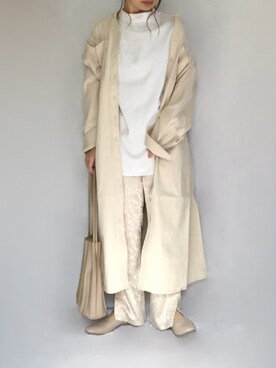 「サテンパンツ」｜「アイテム（シャツワンピース）」を使った、no＊さん（レディース・160cm）の冬コーディネート