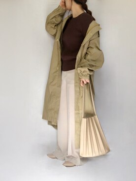 「リブニット」｜「アイテム（マウンテンパーカー）」を使った、no＊さん（レディース・160cm）の冬コーディネート