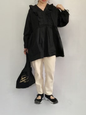「ホワイトデニム」｜「アイテム（チュニック）」を使った、no＊さん（レディース・160cm）の春コーディネート