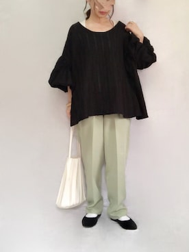 「くつした」｜「アイテム（パンツ）」を使った、no＊さん（レディース・160cm）の春コーディネート