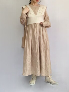 「ap retro（アプレトロ）の刺繍デザインニットビスチェベスト【ZOZO限定アイテム】（ベスト）」を使った、no＊さん（レディース・160cm）の春コーディネート