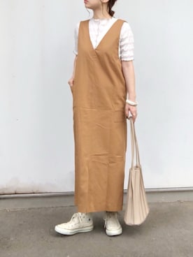 「プリーツバッグ」｜「アイテム（ジャンパースカート）」を使った、no＊さん（レディース・160cm）の夏コーディネート
