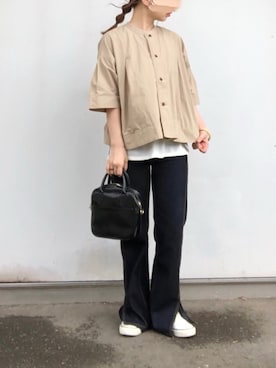 「シャツジャケット」｜「アイテム（スリッポン）」を使った、no＊さん（レディース・160cm）の夏コーディネート