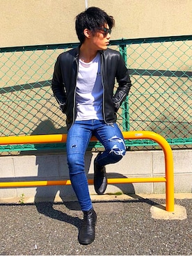 「AZUL by moussy（アズールバイマウジー）のアイテム（ブルゾン）」を使った、kaijiさん（メンズ・170cm）の春コーディネート