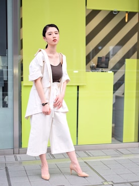 「セットアップスタイル」｜「アイテム（ミリタリージャケット）」を使った、AMIさん（レディース・163cm）の夏コーディネート