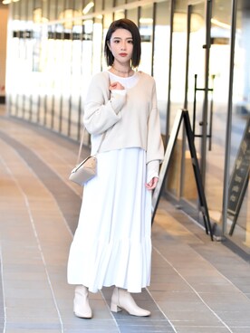 ワンピースを使った 冬の白 の人気ファッションコーディネート Wear