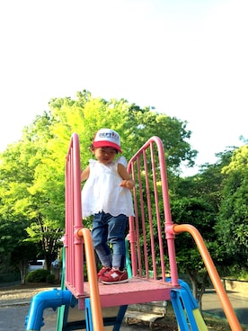 「petit main（プティマイン）のアイテム（トップス、ホワイト系）」を使った、ななさん（レディース）の春コーディネート