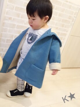 「1歳3ヶ月」｜「アイテム（その他アウター）」を使った、K.★さん（キッズ・70cm）の冬コーディネート
