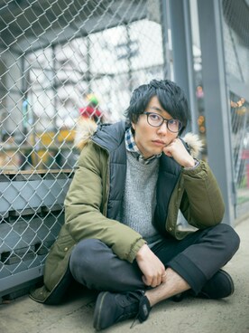「Right-on（ライトオン）のアイテム（ダウンジャケット/コート）」を使った、まーくんさん（メンズ・157cm）の冬コーディネート