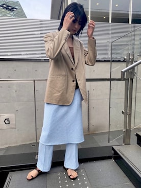 「MAISON SPECIAL（メゾンスペシャル）のギンガムブルーゼスカートパンツ【MAISON SPECIAL/メゾンスペシャル】■セットアップ対応■（Pants、ブルー系）」を使った、wakanaさん（レディース・167cm）の春コーディネート