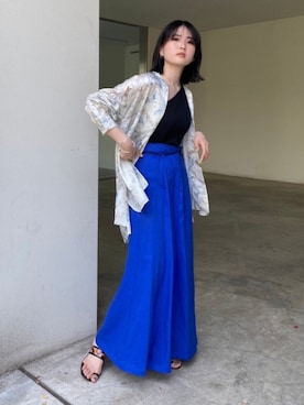 「MAISON SPECIAL（メゾンスペシャル）のリネンラップマキシスカート【MAISON SPECIAL/メゾンスペシャル】（Skirt、ブルー系）」を使った、wakanaさん（レディース・167cm）の春コーディネート