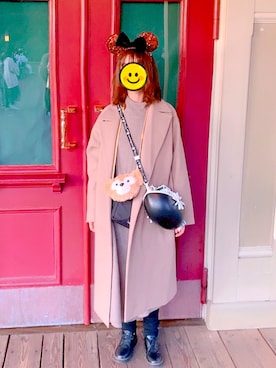 「LEPSIM（レプシィム）のアイテム（チェスターコート）」を使った、れいさん（レディース・154cm）の冬コーディネート