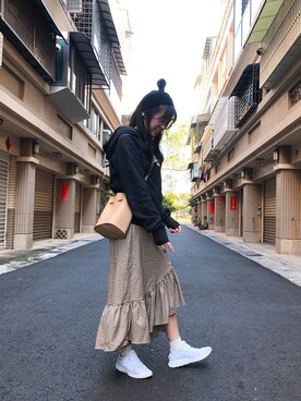 「ROOT（ルート）のアイテム」を使った、れいさん（レディース・157cm）の冬コーディネート