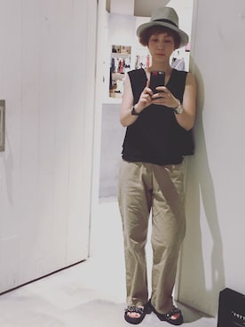 「YAECA（ヤエカ）のアイテム」を使った、midoriさん（レディース・166cm）の夏コーディネート