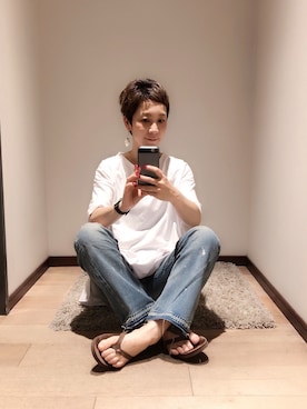 「RAINBOW（レインボー）のアイテム」を使った、midoriさん（レディース・166cm）の夏コーディネート