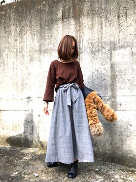 「アイテム（ライダースジャケット）」を使った、anさん（レディース・156cm・20代）の秋コーディネート