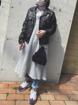 ワンピースを使った 革ジャン の人気ファッションコーディネート 身長 141cm 150cm Wear