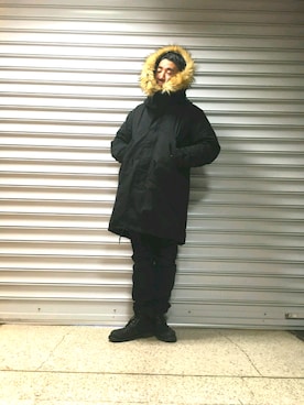 「uncut bound」｜「アイテム（モッズコート）」を使った、神田潔さん（メンズ・175cm）の冬コーディネート