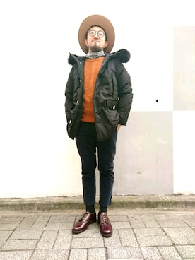 「C-PLUS（シープラス）のアイテム」を使った、神田潔さん（メンズ・175cm）の冬コーディネート