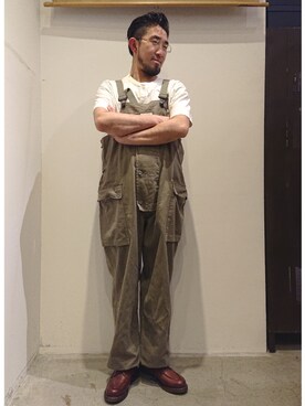 「uncut bound」｜「アイテム（オールインワン・サロペット）」を使った、神田潔さん（メンズ・175cm）の春コーディネート