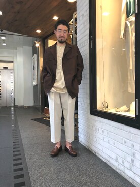 「HAVERSACK（ハバーザック）のアイテム（スラックス）」を使った、神田潔さん（メンズ・175cm）の春コーディネート