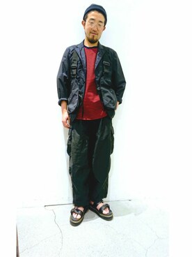 「Dr. Martens（ドクターマーチン）のアイテム（サンダル）」を使った、神田潔さん（メンズ・175cm）の春コーディネート