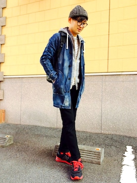 「PLEIN（プレーン）のアイテム」を使った、takaさん（メンズ・174cm）の冬コーディネート