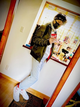 「ヘアバンド」｜「アイテム（MA-1）」を使った、takaさん（メンズ・174cm）の春コーディネート