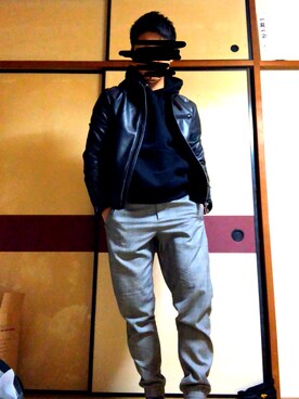 「BACK NUMBER（バックナンバー）のアイテム（ライダースジャケット）」を使った、yuuさん（メンズ・169cm）の冬コーディネート