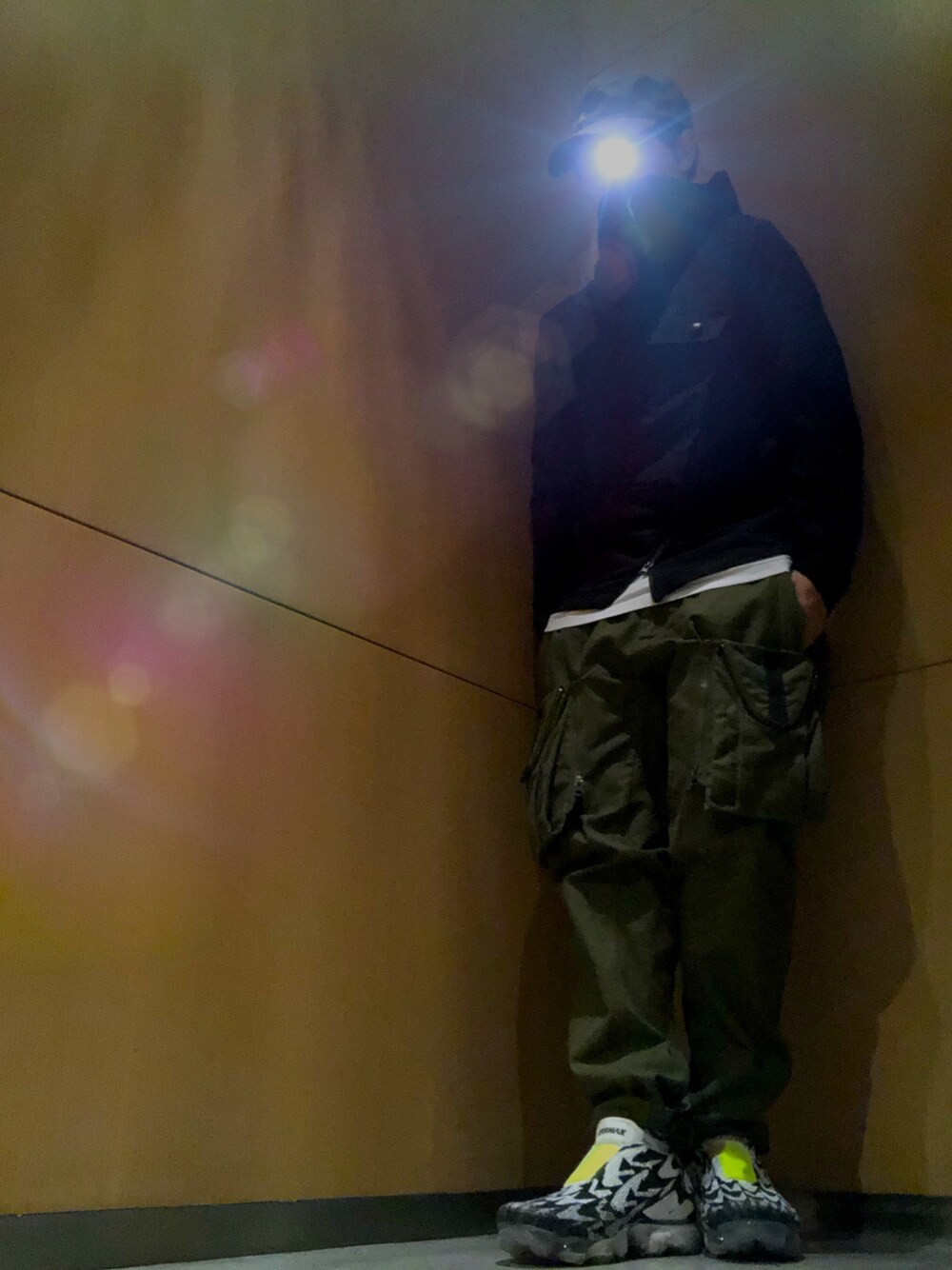 「NIKE、ACG、UNIQLO、acronym、SOPHNET.、uniform experiment、工装裤、techwear、冬コーデ、秋のコーデ」｜「SOPHNET.のアイテム（キャップ、グリーン系）」を使った、 doy doy 000さん（メンズ・172cm）の冬コーディネートの1枚目の写真