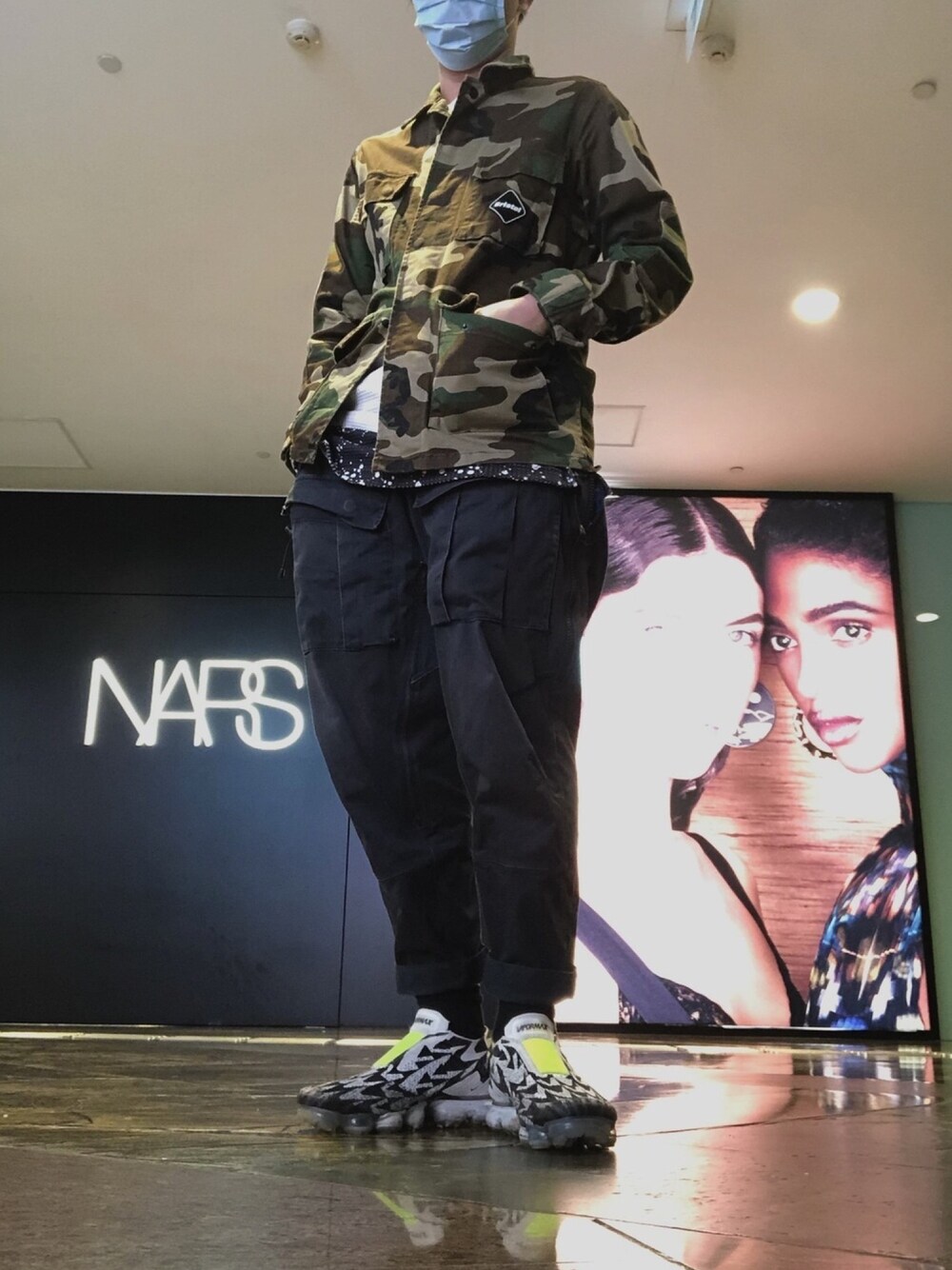 「ootd、FCRB、fcrealbristol、NIKE、nike acg、acronym、vapormax、工装裤、工装、迷彩」｜「F.C.R.B.のアイテム（ミリタリージャケット、グリーン系）」を使った、 doy doy 000さん（メンズ・172cm）の春コーディネートの1枚目の写真