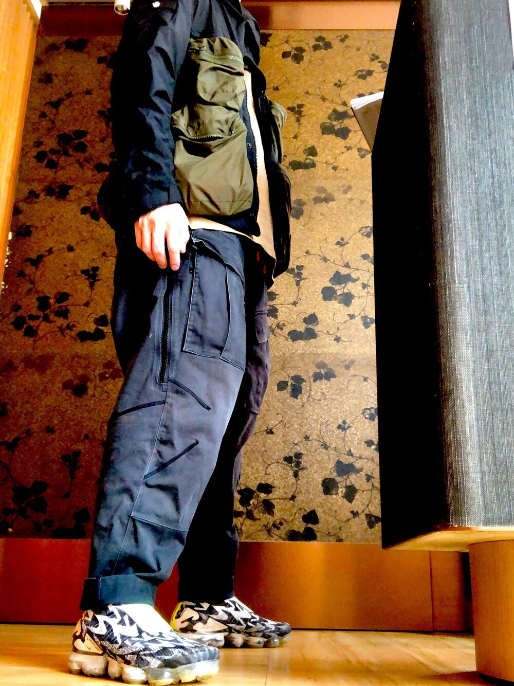 「秋のコーデ、秋コーデ、街頭穿搭、ootd、NIKE、スニーカー、ナイキ、ACG、nike acg、street」｜「riot divisionのアイテム（ミリタリージャケット、ブラック系）」を使った、 doy doy 000さん（メンズ・172cm）の秋コーディネートの1枚目の写真