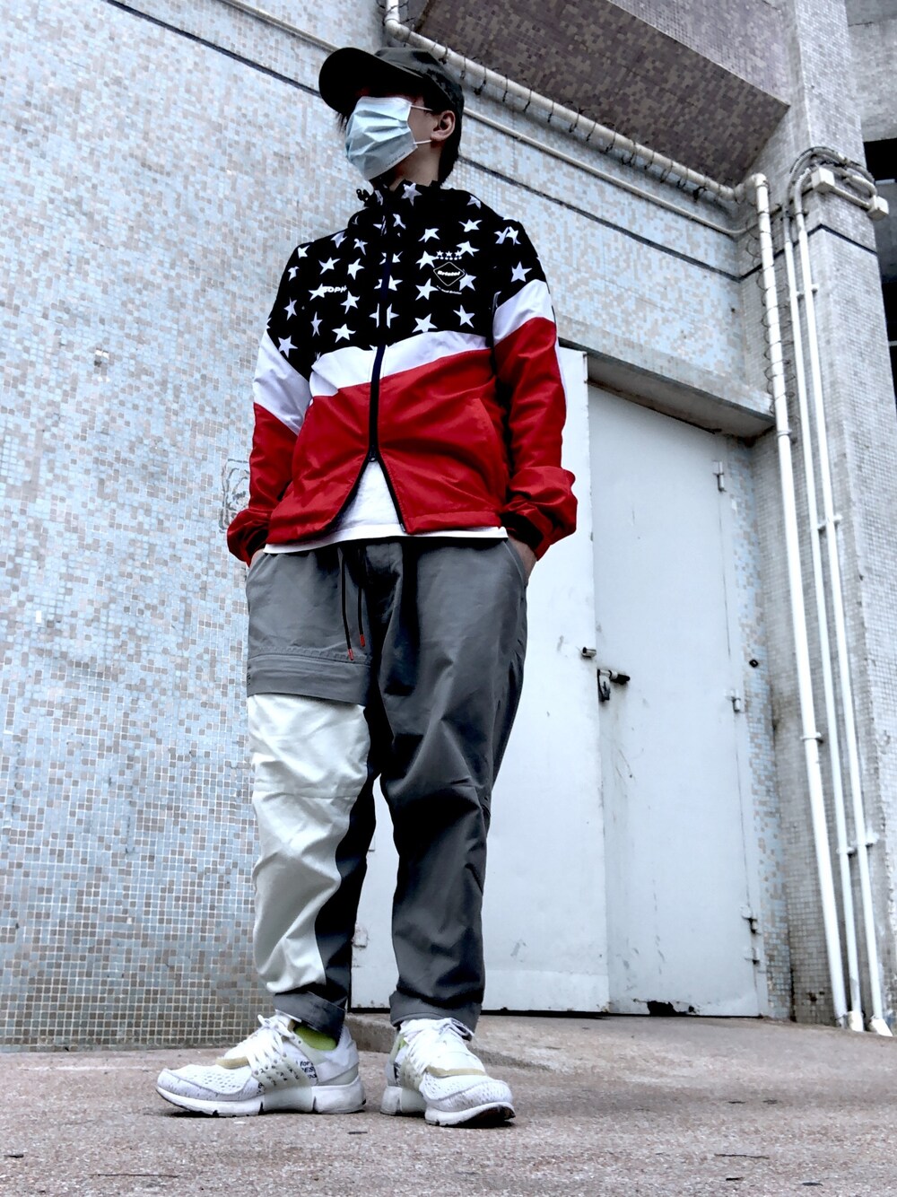 「FCRB、nike、off white、ootd、SOPHNET.、nike acg、ACG、F.C.R.B.、sneakers、UNIQLO」｜「F.C.R.B.のアイテム（ナイロンジャケット、レッド系）」を使った、 doy doy 000さん（メンズ・172cm）の冬コーディネートの1枚目の写真