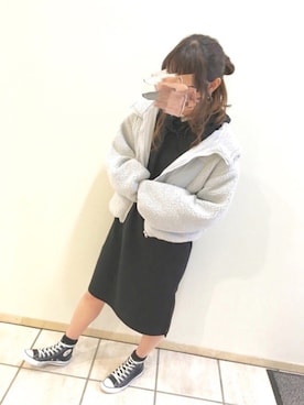 「アイラブCONVERSE」｜「アイテム（ワンピース/ドレス）」を使った、おはなさん（レディース・163cm）の冬コーディネート