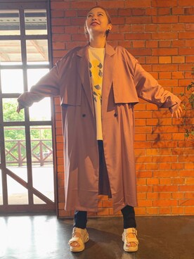 「アイテム（トレンチコート、パープル系）」を使った、tk.TAKEOKIKUCHI赤レンガさん（メンズ・178cm）の秋コーディネート