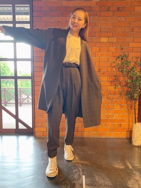 「tk.TAKEO KIKUCHI（ティーケータケオキクチ）のアイテム（ノーカラージャケット）」を使った、tk.TAKEOKIKUCHI赤レンガさん（メンズ・178cm）の秋コーディネート