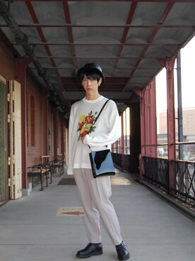 「tk.TAKEO KIKUCHI（ティーケータケオキクチ）のアイテム（帽子）」を使った、tk.TAKEOKIKUCHI赤レンガさん（メンズ・173cm）の冬コーディネート