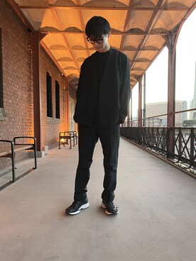 「tk.TAKEO KIKUCHI（ティーケータケオキクチ）のアイテム（ノーカラージャケット）」を使った、tk.TAKEOKIKUCHI赤レンガさん（メンズ・178cm）の冬コーディネート