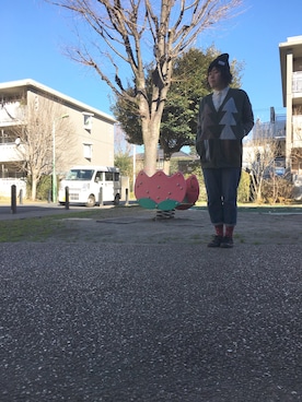 「Ne-net（ネネット）のネルストライプ②（シャツ/ブラウス）」を使った、＊ふかこ＊さん（レディース・175cm）の冬コーディネート