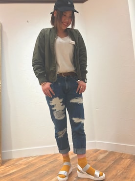 「クラッシュデニム」｜ORientalTRaffic福岡パルコさん（レディース・168cm）の春コーディネート