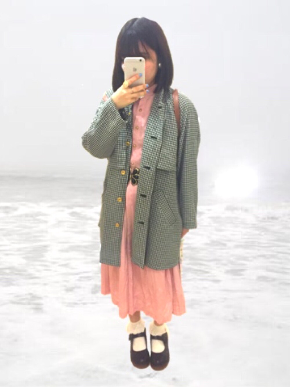 「古着、古着女子、古着ワンピース」｜「usedのアイテム（ジャケット/アウター、ブラック系）」を使った、nomuchanさん（レディース・156cm）の秋コーディネートの1枚目の写真